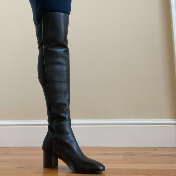 Gillian Leather Block Heel Over the Knee Boots - Picture 9 of 11
